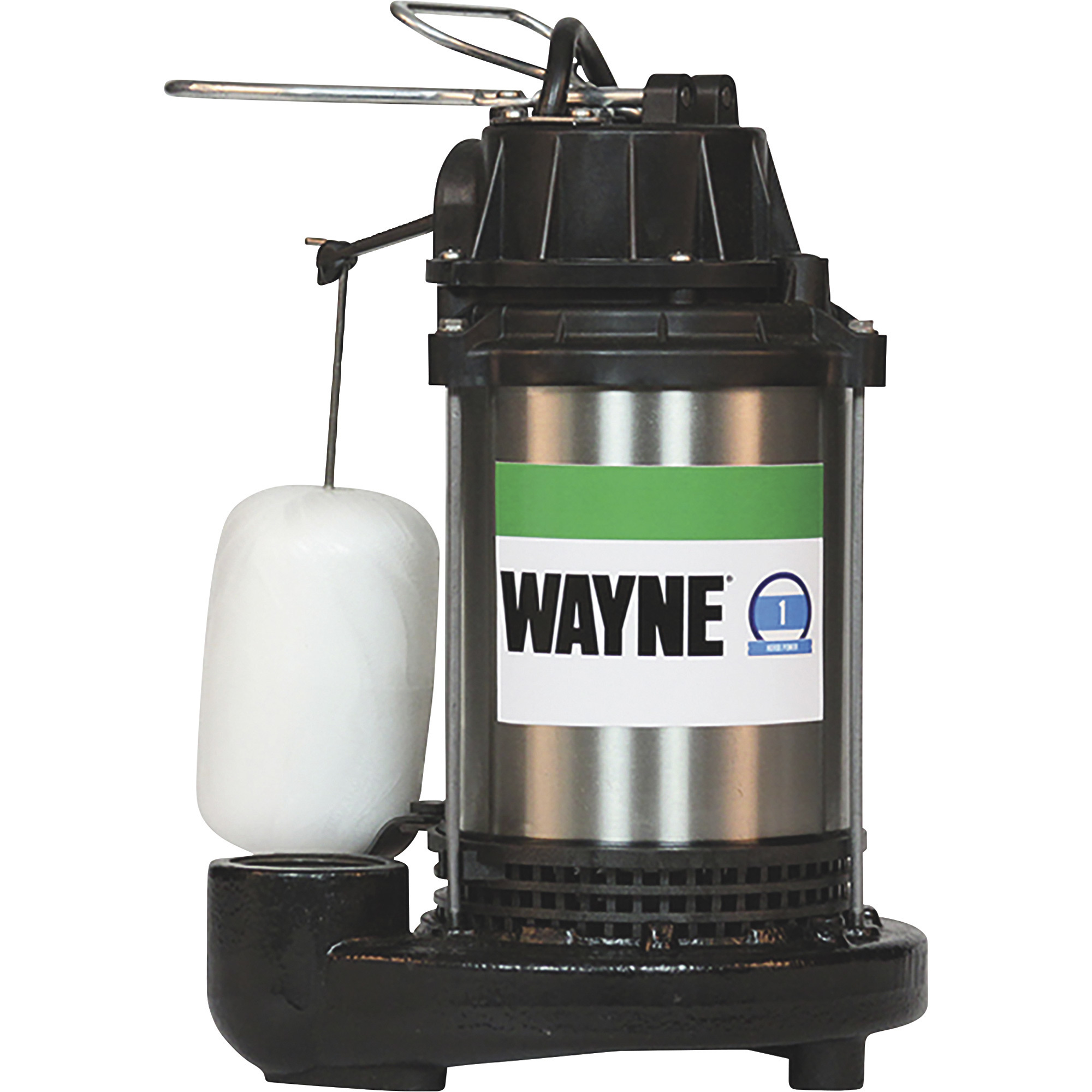 Wayne Stainless Steel/Cast Iron Submersible Sump Pump, 5,400 GPH, 1 HP, 1 1/2in. Port, Model# CDU1000